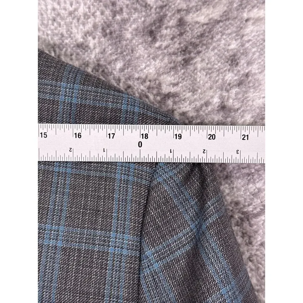 Brooks Brothers Blazer 45R Mens Regent Gray Blue Wool Plaid Sport Coat Jacket